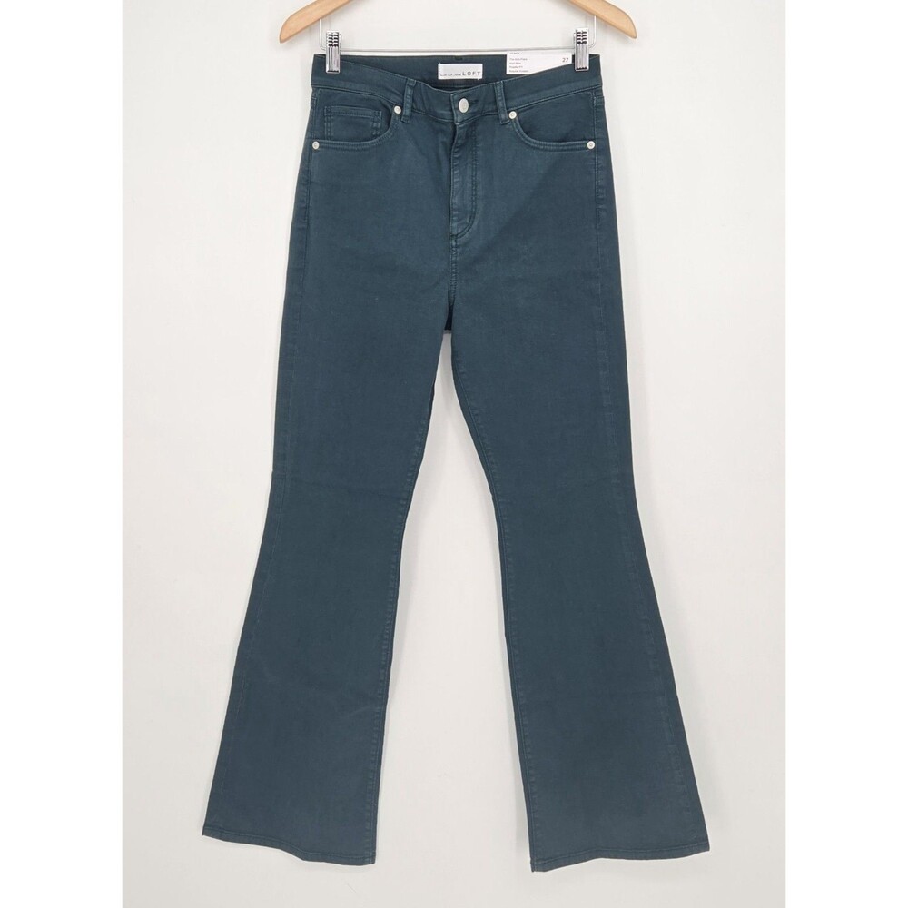 NWT Ann Taylor Loft Teal Jeans 98% Cotton 27" Waist/Size 4 High‎ Rise Slim Flare